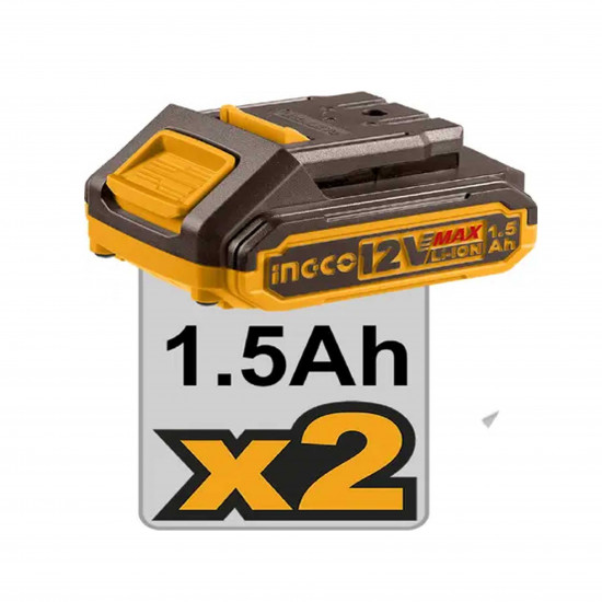 INGCO 12V Cordless Impact Drill with Battery & Accessories