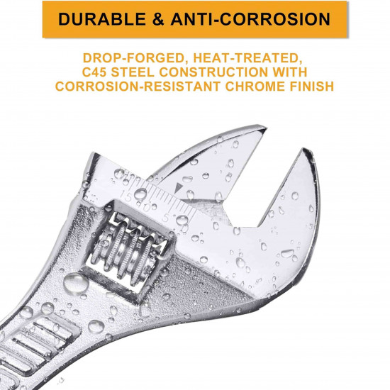 INGCO 12 Inch Carbon Steel Adjustable Wrench, Jaw Opening Capacity(35 mm)
