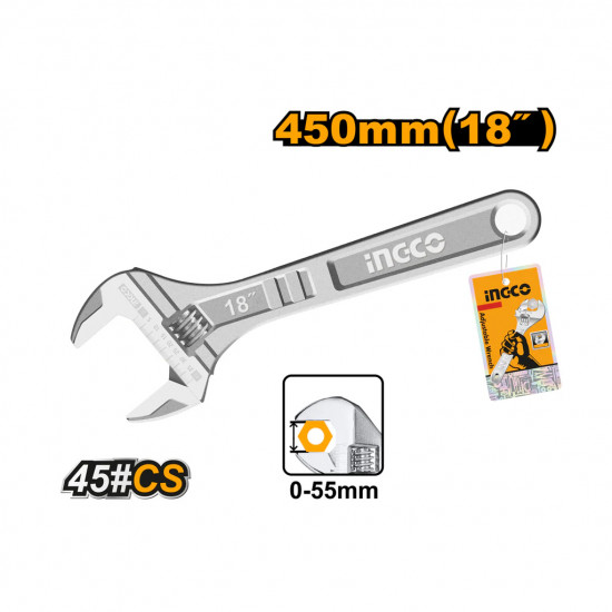NGCO 18 Inch Adjustable Wrench 0–55mm Jaw
