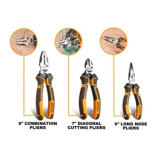 INGCO 3-Piece High Leverage Pliers Tool Set