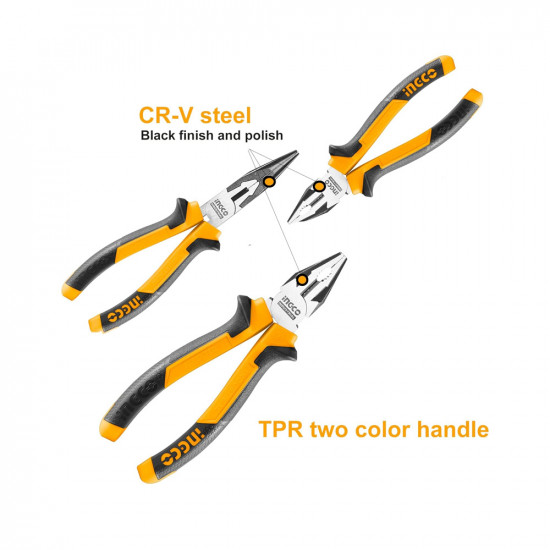 INGCO 3-Piece Cr-V Pliers Set – TPR Handle