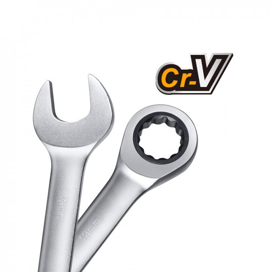 INGCO 8-Piece Ratchet Spanner Set 8–18mm Cr-V