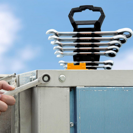 INGCO 8-Piece Ratchet Spanner Set 8–18mm Cr-V