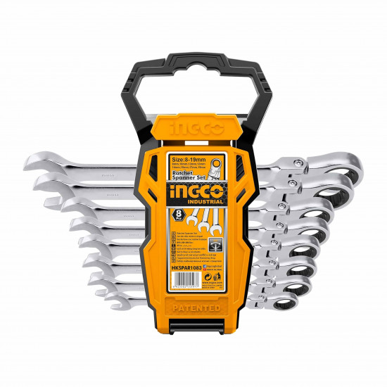 INGCO 8-Piece Flexible Ratchet Spanner Set 8-19mm