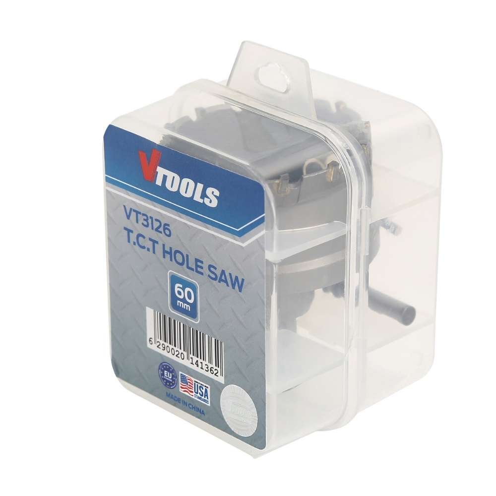 VTOOLS 60mm TCT Hole Saw Cutter with Pilot Drill Bit and Allen Wrench