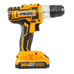 INGCO 20V 2.0Ah Cordless 2 Speed Gear Drill Driver with 10mm Chuck, Fast Charger and 1 20V Battery,Yellow,CDLI20024