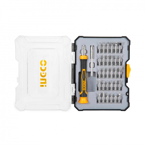 INGCO 32 Piece Professional Precision Screwdriver Tool Repair Kit, Black/Yellow