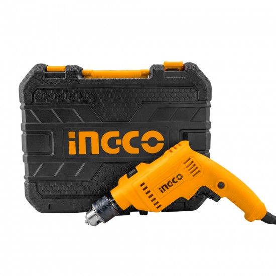 INGCO 115 Piece Home Tool Set With 680 Watt 13mm Impact Corded Electric Drill,Screwdrivers,Hammer,Wrench,and Plier,Yellow,HKTHP11151