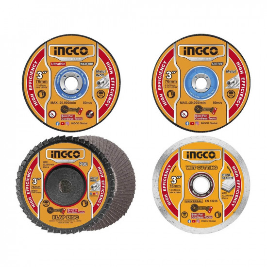 INGCO 30-Piece 76mm Cutting & Grinding Disc Set