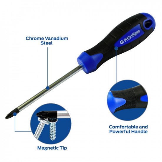 VTOOLS Multi-Purpose Portable Magnetic Phillips Screwdriver, 1x100mm