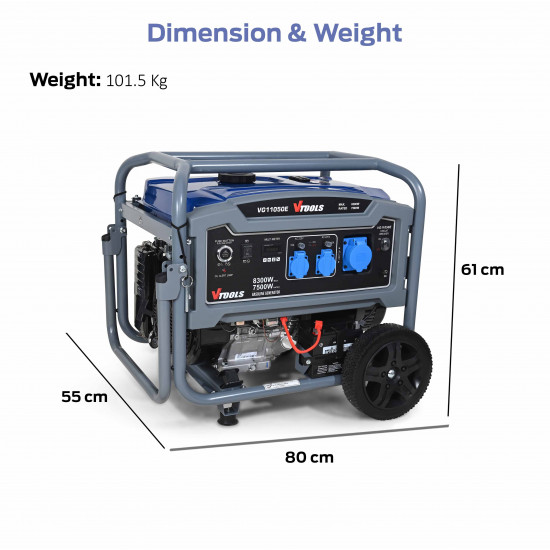 VTOOLS 8300W High-Performance Generator, 457cc 4-Stroke Engine