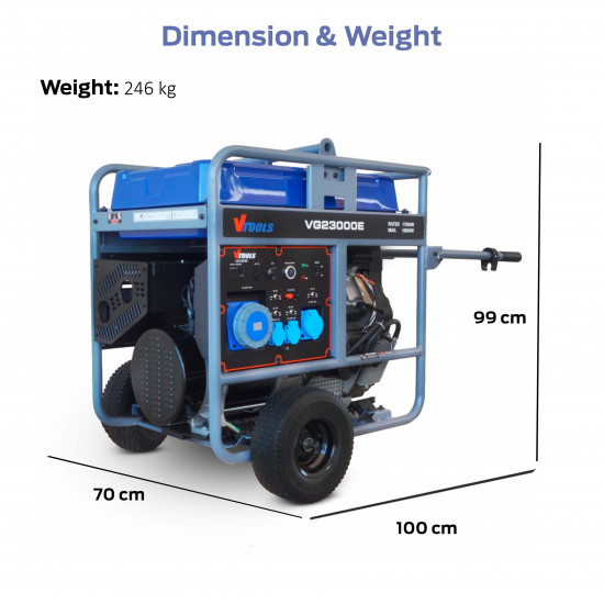 VTOOLS 18000 Watt 65L Petrol Powered Portable Generator