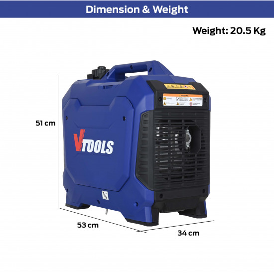 VTOOLS 2000W Recoil Silent Portable Generator
