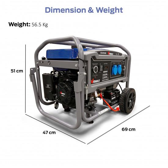 VTOOLS 3500W Gasoline Generator, 224cc 4-Stroke Engine
