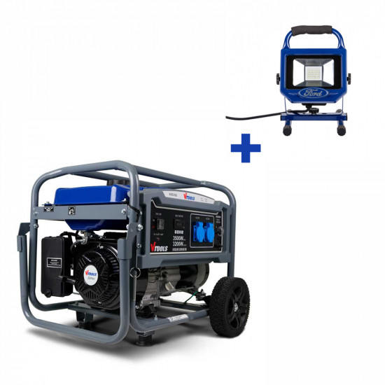 VTOOLS Petrol Generator 3500 Watts + 20W LED Work Light