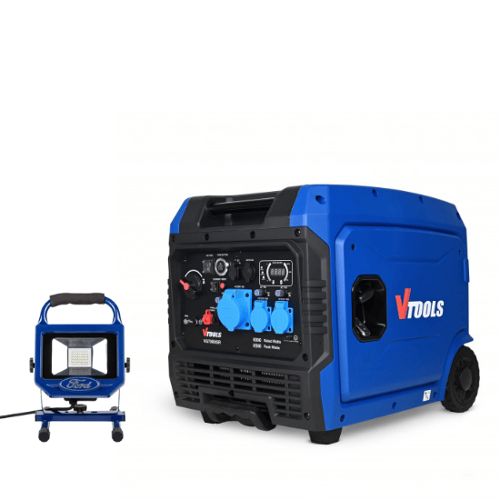 VTOOLS 6500 Watt 15L Petrol Powered Portable Generator+ Ford 20W Advanced Multi-Purpose LED Work Light