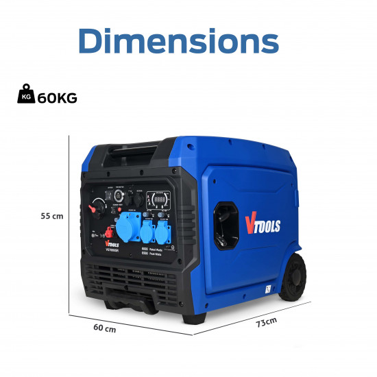 VTOOLS 6500 Watt 12L Petrol Powered Portable Generator