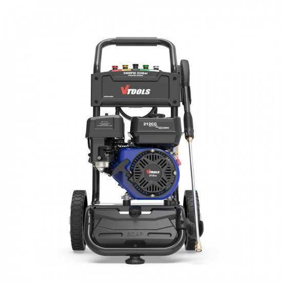 VTOOLS 234 Bar Gasoline Pressure Washer with 9 Meter Hose, Powerful Motor 212cc with 2 Wheels