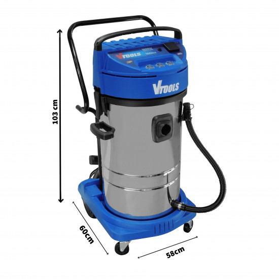 3000W 100L Vacuum Cleaner with Power Socket, Cartridge Filter, Triple Motor