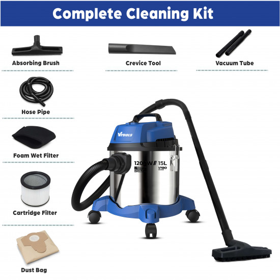 VTOOLS 15L Wet Dry 1200W  Vacuum Cleaner