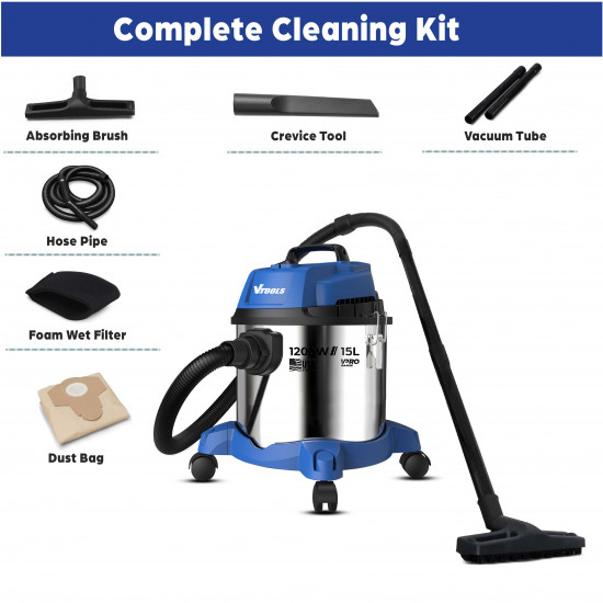VTOOLS 15L Wet & Dry Vacuum Cleaner 1200W 