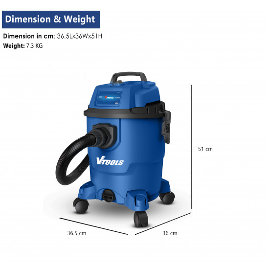 VTOOLS 20L Wet Dry 1200W Vacuum Cleaner