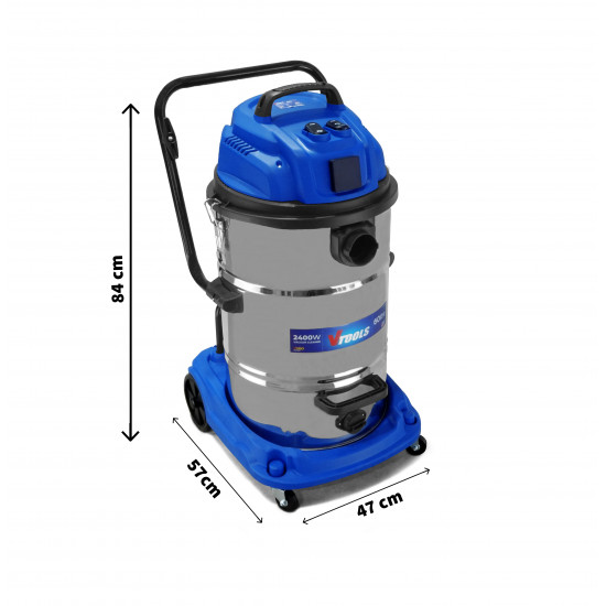 2400W 60L Vacuum Cleaner with Power Socket, Double Motor