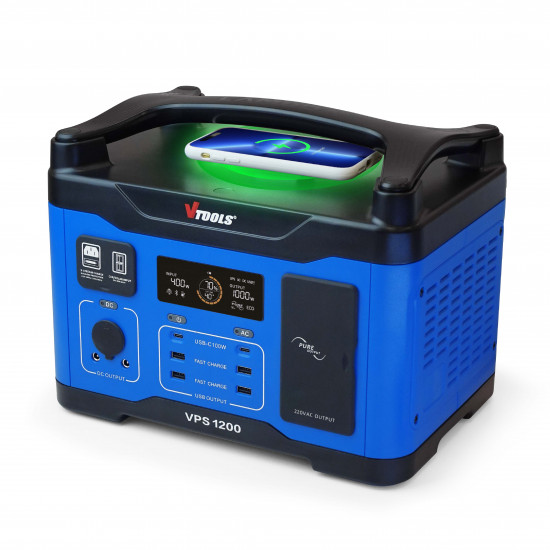 VTOOLS Portable Power Station 1200W, 400W Solar Generator