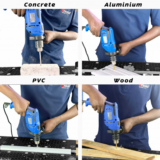 VTOOLS 650 Watt Impact Drill For Wood, Concrete, & Metal Drilling