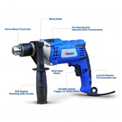 1050W Corded Electric Hammer Drill With Variable Speed
