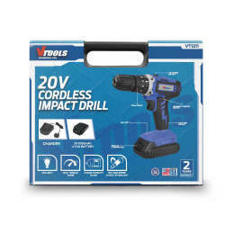 20V Cordless Impact Drill With 2 Batteries & 1 Charger