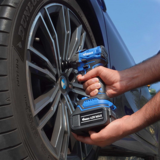VTOOLS 42V Cordless Brushless Impact Wrench with 2 Batteries