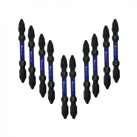 VTOOLS 10 Pieces 2/5 Inch PH2 Magnetic Screwdriver Bits Set Black Phosphate