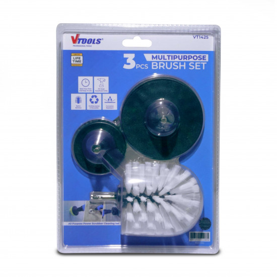 VTOOLS 3-Piece Multipurpose Drill Brush Attachment Set