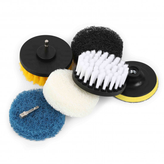  VTOOLS 6-Piece Drill Brush Set including Scouring Pads, Sponges and Bristle Brushes