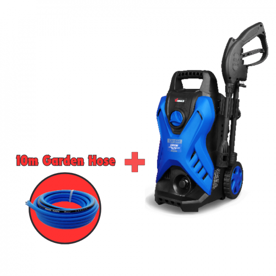 VTOOLS 120 Bar Electric Pressure Washer With 2 Wheels, 5 Meter Hose + 10m Garden Hose