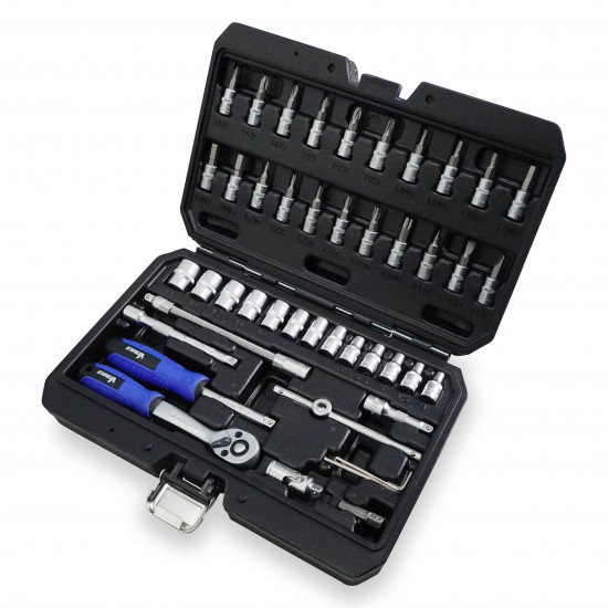 46 Pieces 1/4 Drive Ratchet and Socket Set