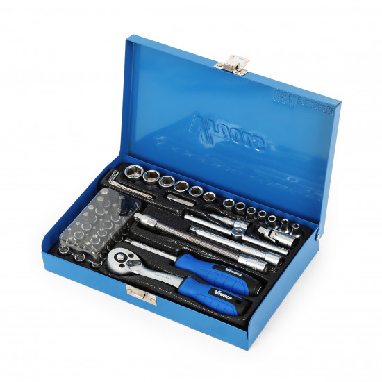 BlueSpot 46-Piece 1/4" Drive Metric Socket Set - Ratchet, Bits, Sockets & Case