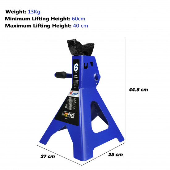 VTOOLS 6 Ton Adjustable  Car Jack Stand, 2 Pc Set