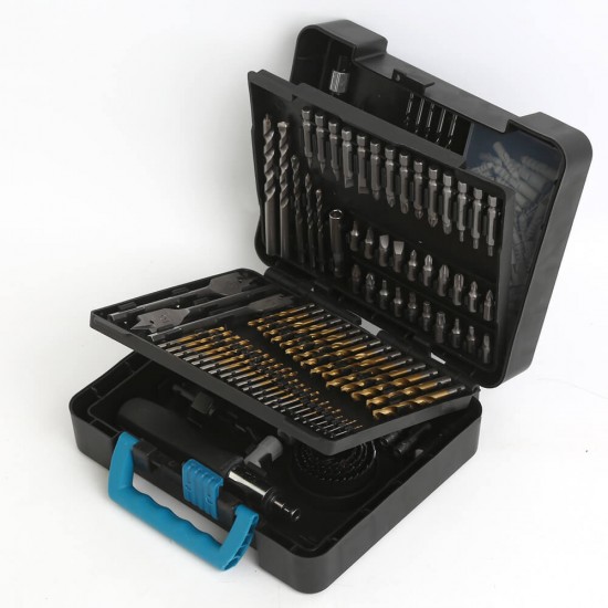204 Piece Drill Bit Set With HSS Bits and Storage Case For Metal, Wood, and Concrete Drilling