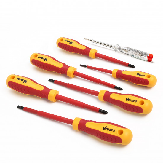 7-Piece Insulated Screwdriver Set with Voltage Tester, VDE Certified 1000V, Magnetic, Professional