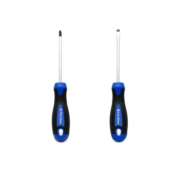 VTOOLS 2Pcs Screwdriver Set, 125mm Phillips and Slotted, Magnetic Tip With Non-Slip Comfortable Handle