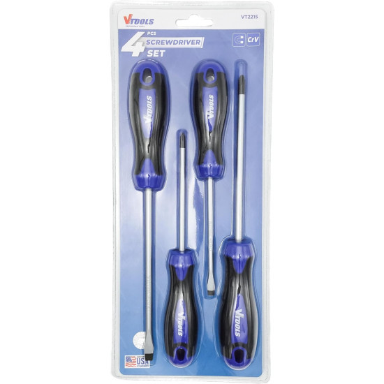 VTOOLS 4Pcs Screwdriver Set, 100-150mm Phillips and Slotted