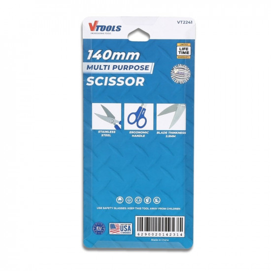 VTOOLS 140MM Multi-Purpose Scissor with ABS Handle, Stainless Steel Blade Scissor with Comfort Grip