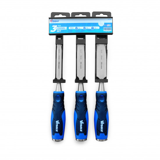 3PCS Chisel Set, 65MN Steel Blades with PP+TPR Ergonomic Handles