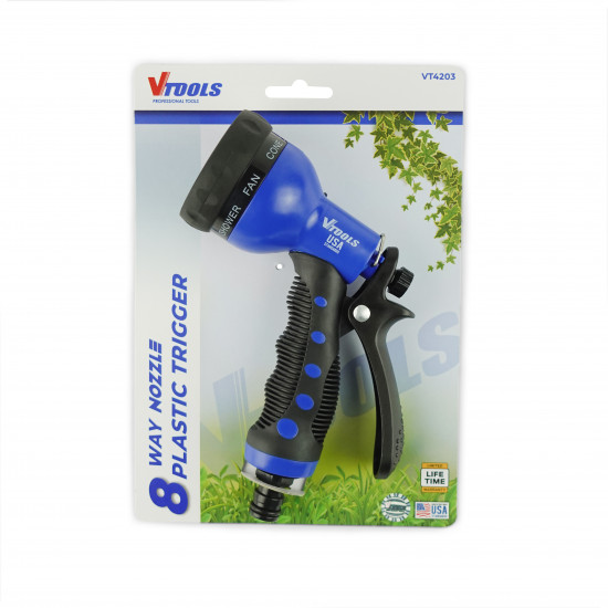 VTOOLS Plastic Hose Nozzle, 7 Adjustable Watering Patterns, Suitable for Watering Lawn and Garden