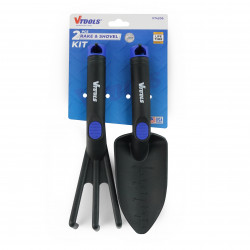 VTOOLS Rake and Shovel Tools Kit, Soft Rubberized Non-Slip Ergonomic Handle