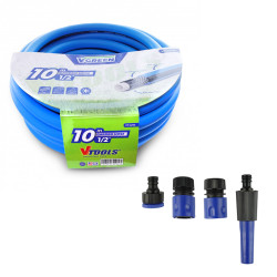 10m Garden Hose, 1/2 Inch PVC Layer With 5 PC Hose Connector Set