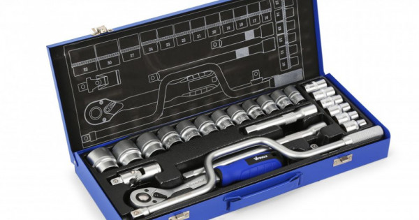 VTOOLS 24 PC 1/2 Master Drive CRV Impact Socket Set in Portable Case