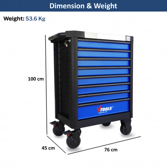 VTOOLS 27-Inch 8-Drawer Tool Cabinet with Central Lock